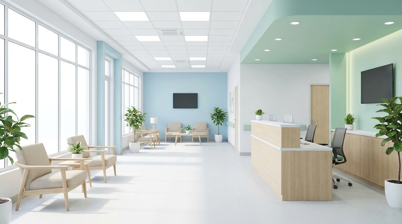 Moderner Empfangsbereich einer Gesundheitseinrichtung